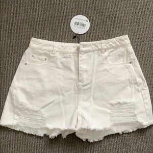 Ripped White Denim Shorts